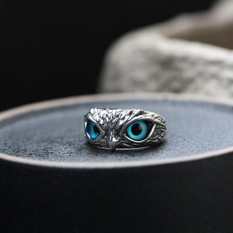 Adjustable Silver and Opal Owl of Good Fortune Ring