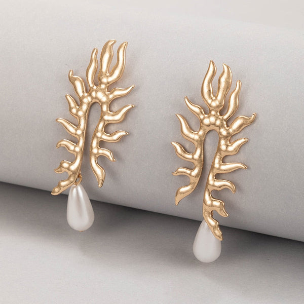 Coral Earrings Adorned with Freshwater Pearls