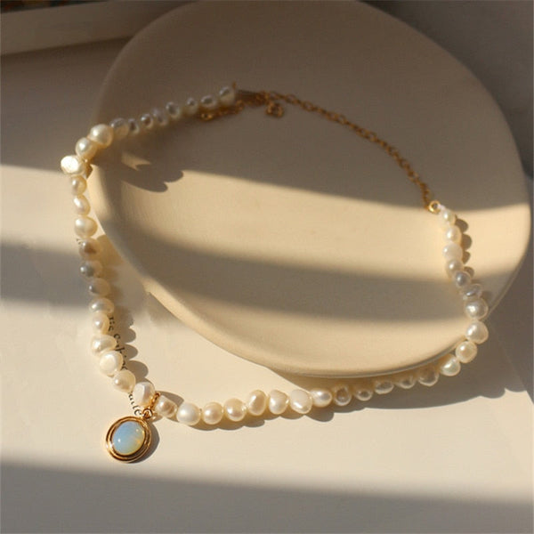 Luminous Moonstone and Pearl Pendant
