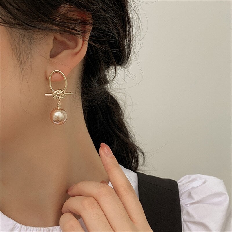 Gold Pearl Hoop Earrings