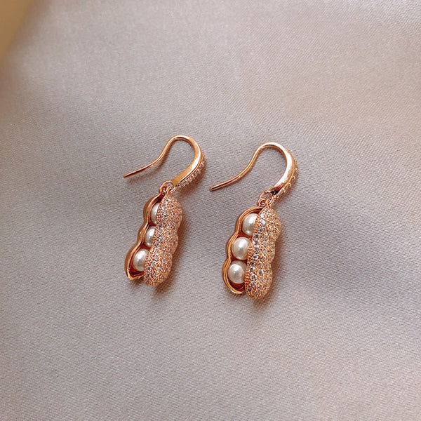 Gold Pearl Chrysalis Earrings