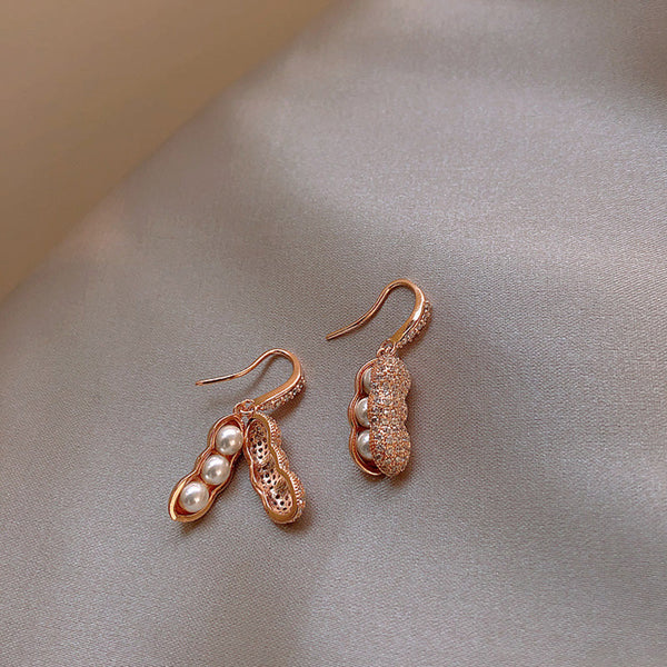 Gold Pearl Chrysalis Earrings
