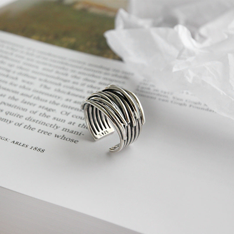 Adjustable Multi-Layered 925 Sterling Silver Ring