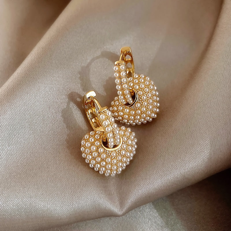 Gold Love Pearl Earrings