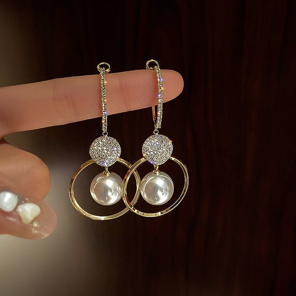 Pearluxe - Elegant Pearl and Zirconia Earrings