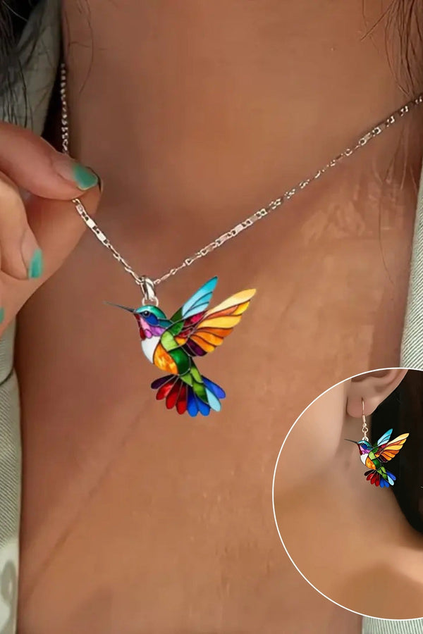 Stunning Hummingbird Necklace with Complimentary Earrings