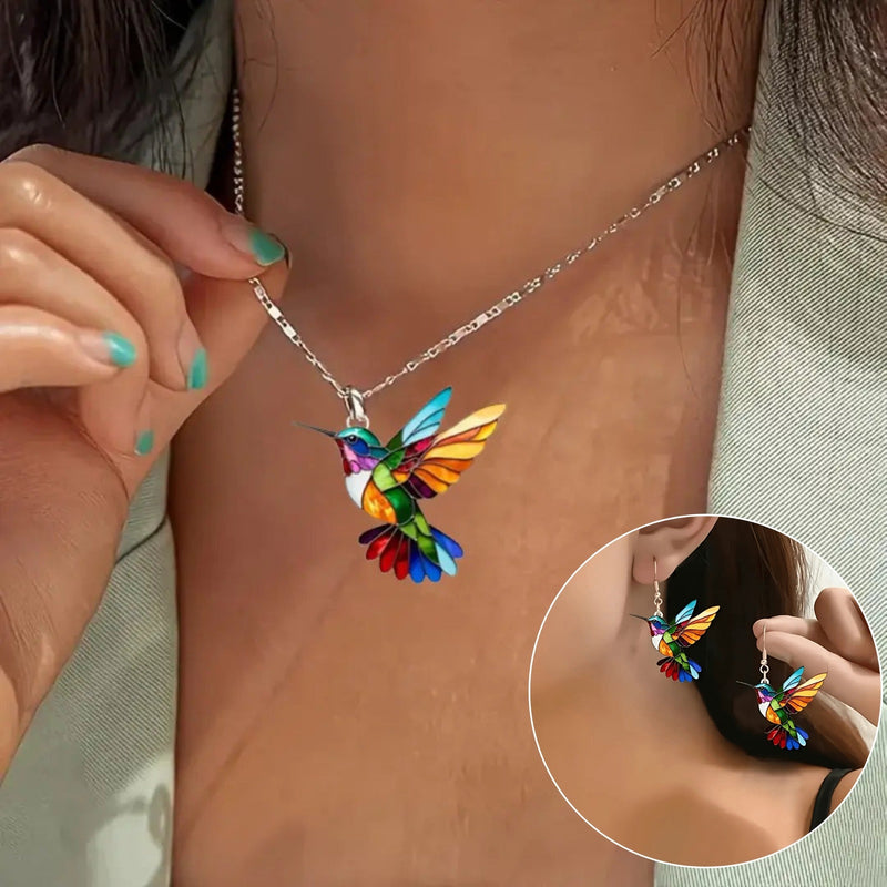 Stunning Hummingbird Necklace with Complimentary Earrings
