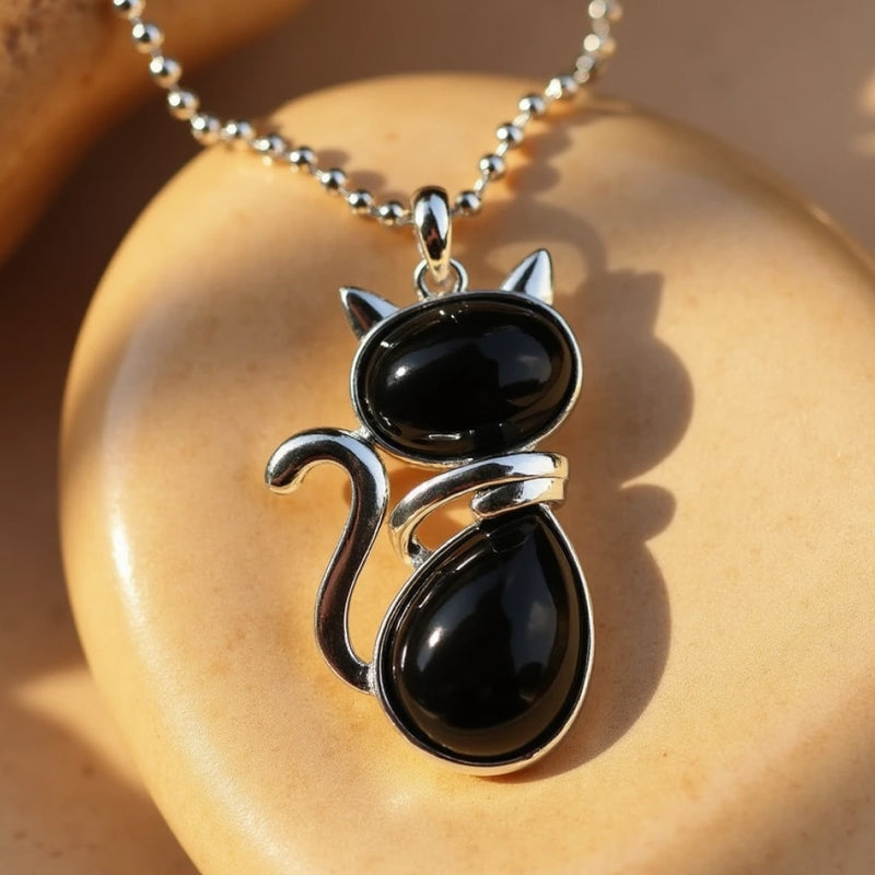 Natural Stone Cat Necklace