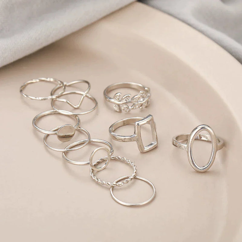 Set of 11 Classic Silver Vintage Rings