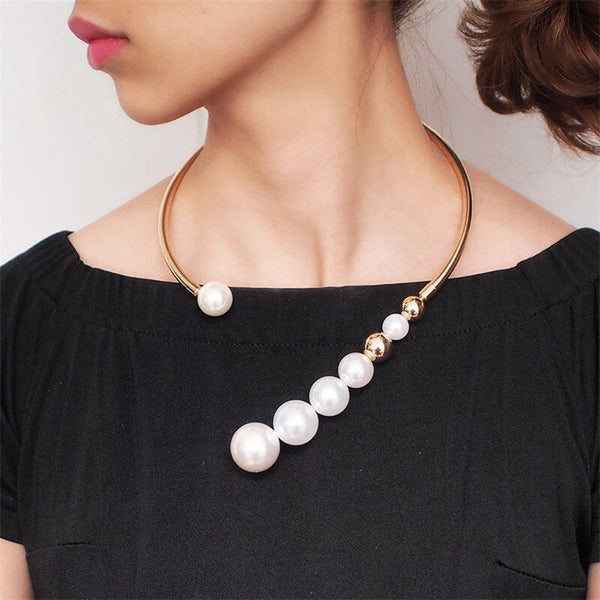 Gold and Silver Large Pearl Necklace