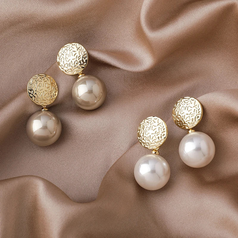 Champagne-Colored Pearl Earrings