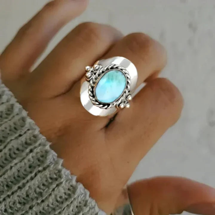 Thick Silvered Opal Ring