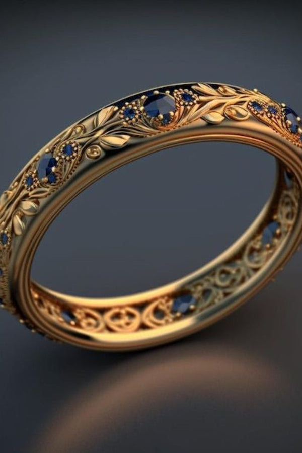 Elegant Blue Zirconia Leaf Ring