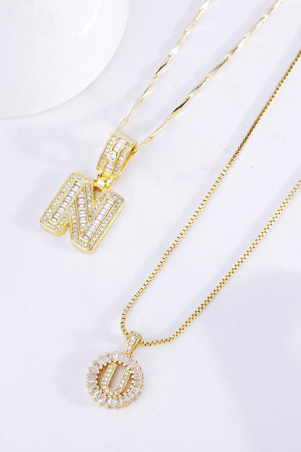 Initiale - Gold Moissanite Letter Necklace Set