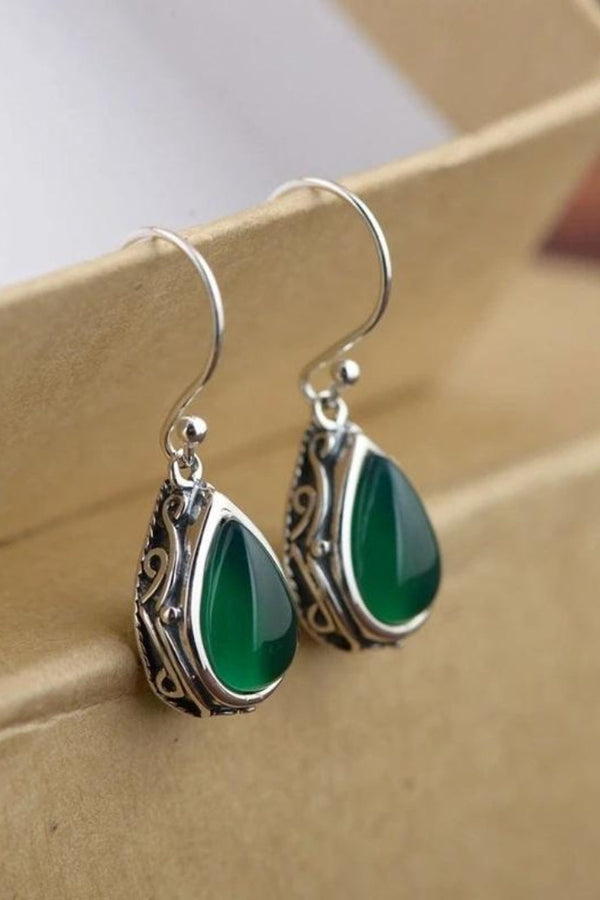 Sierra - Silver Bohemian Earrings Featuring Emerald Accents