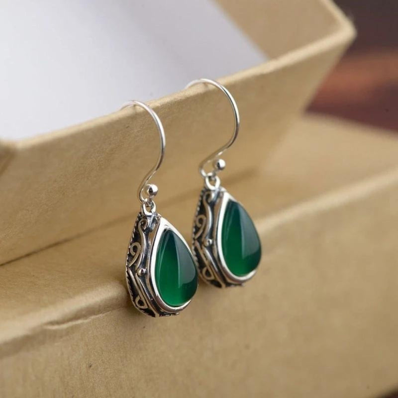 Sierra - Silver Bohemian Earrings Featuring Emerald Accents