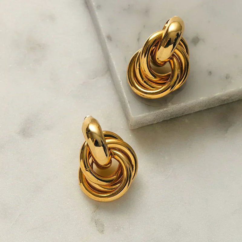 Interlock - Bold Gold Statement Earrings