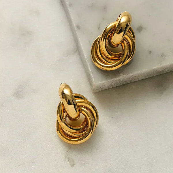 Gold Interlock Statement Earrings