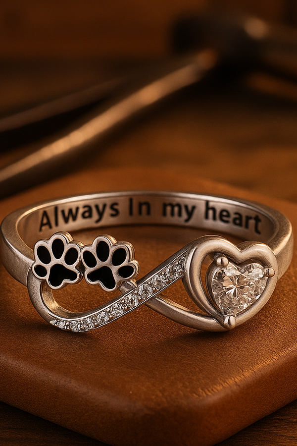 Heart and Infinity Design Zirconia Paw Ring