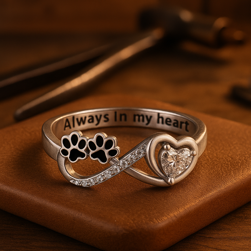 Heart and Infinity Design Zirconia Paw Ring