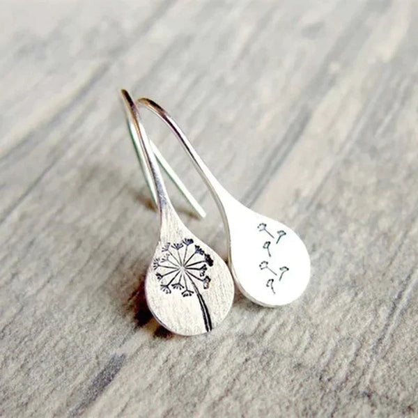 Sterling Silver 925 Dandelion Leaf Earrings
