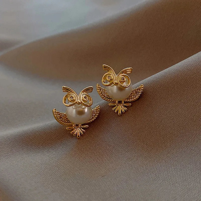 Pearl Owl Earrings