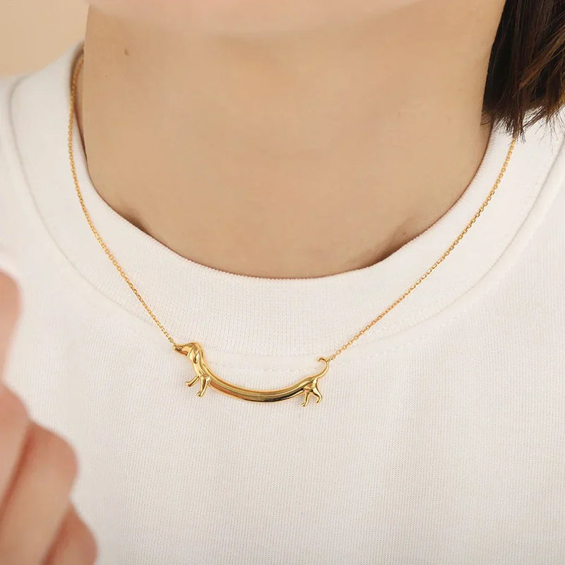 Gold-Plated Dachshund Pendant Necklace