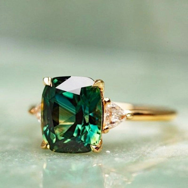 Gold Ring with Green Zirconia