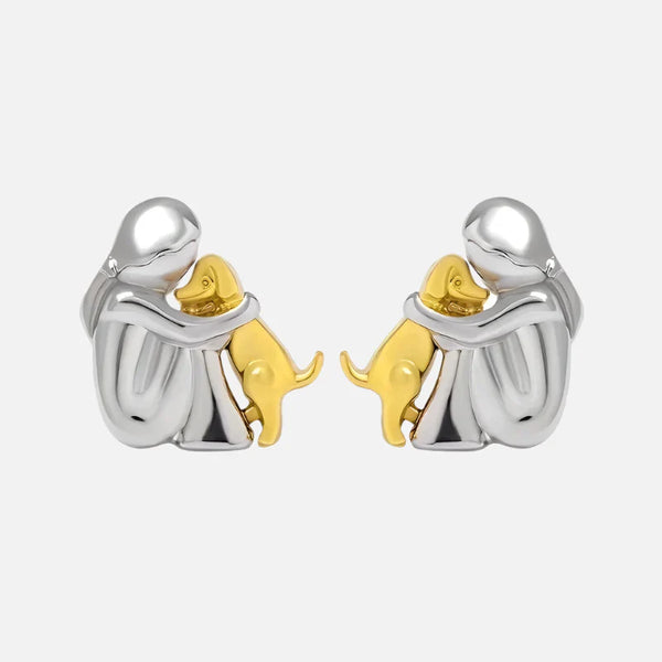 Two-Tone Silver and Gold Hug Earrings