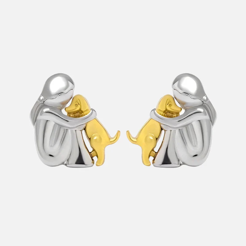 Two-Tone Silver and Gold Hug Earrings