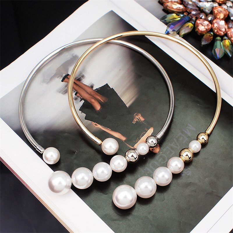 Gold and Silver Large Pearl Necklace