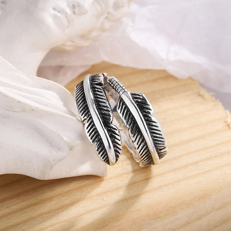 Adjustable Memorial Ring - Angel Feather Design