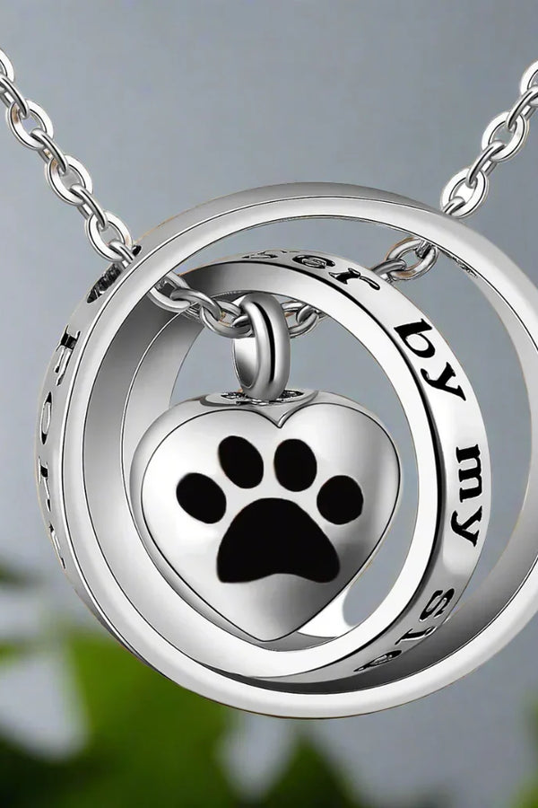 Forever in My Heart - Stainless Steel Paw Print Urn Necklace
