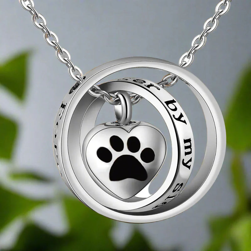Forever in My Heart - Stainless Steel Paw Print Urn Necklace