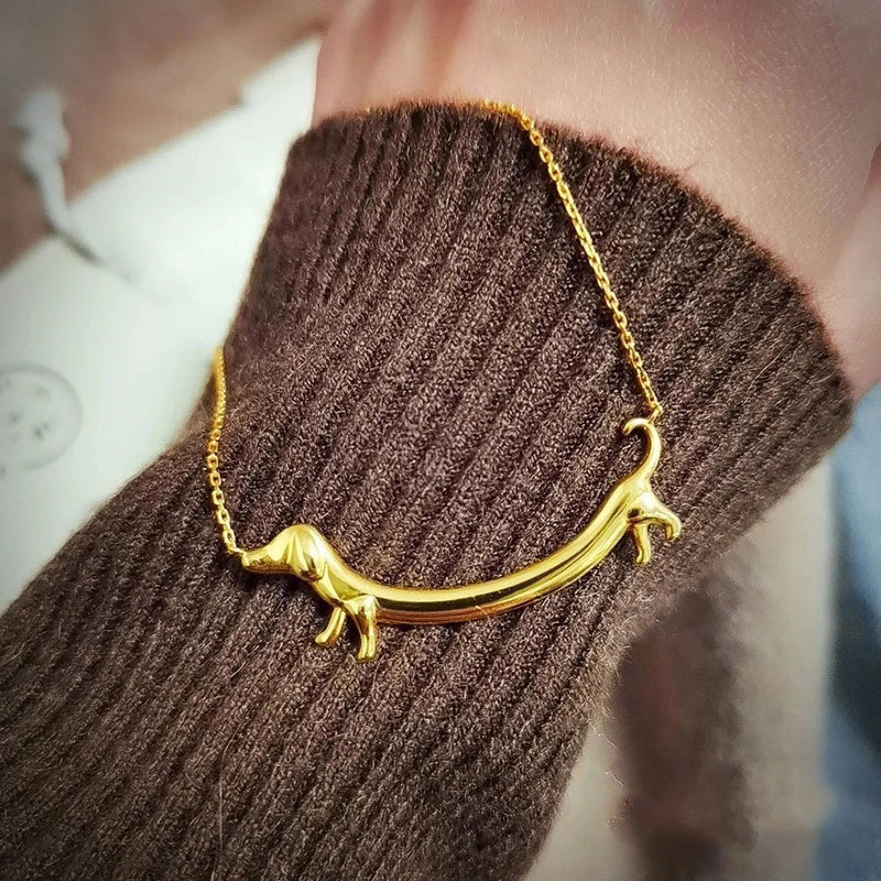 Gold-Plated Dachshund Pendant Necklace