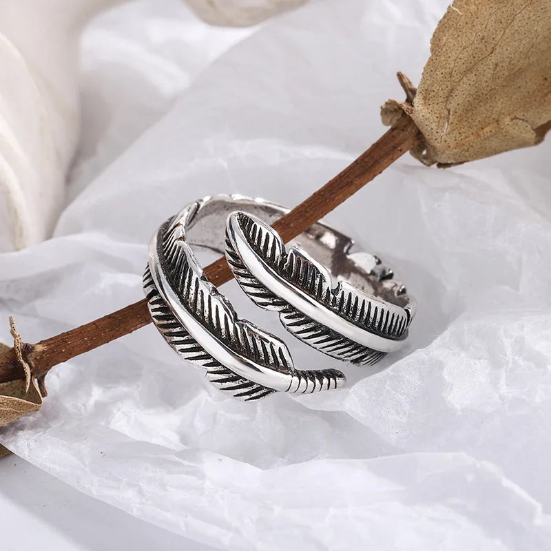 Adjustable Memorial Ring - Angel Feather Design