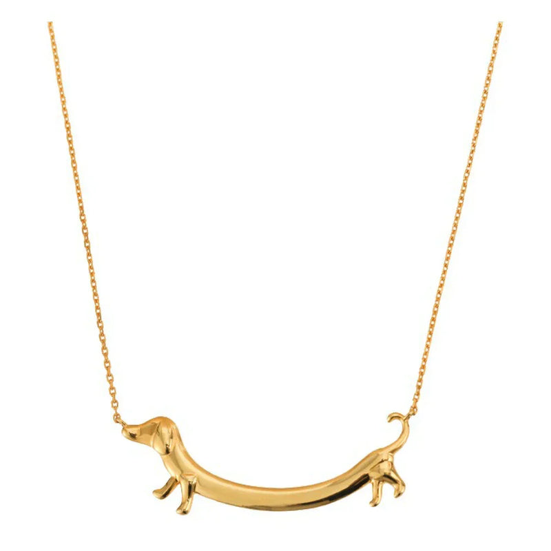 Gold-Plated Dachshund Pendant Necklace