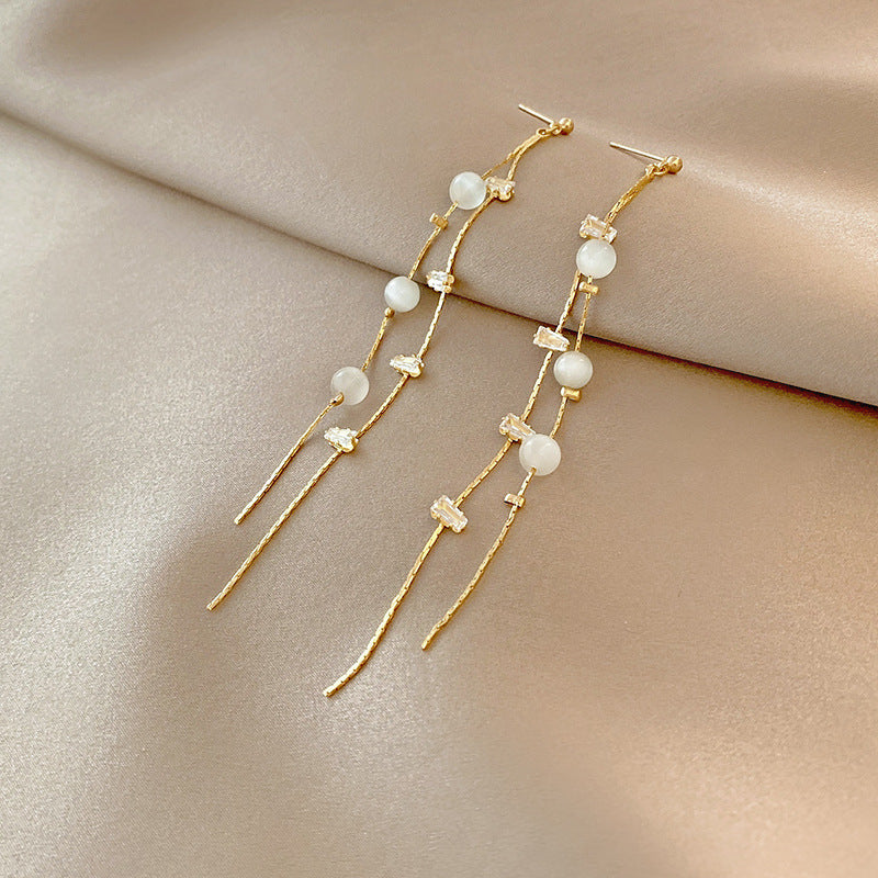 Gold Pearl Drop Earrings
