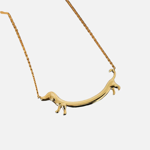 Gold-Plated Dachshund Pendant Necklace