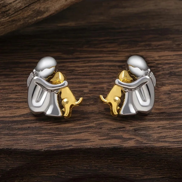 Two-Tone Silver and Gold Hug Earrings