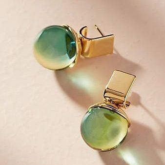 Vintage-Inspired Earrings Featuring Green Crystals and Gold Accents