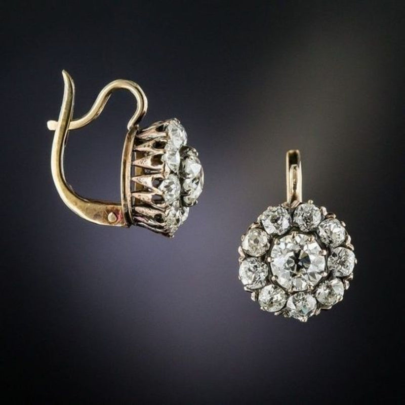 Antique Gold Earrings Adorned with Precious Gemstones
