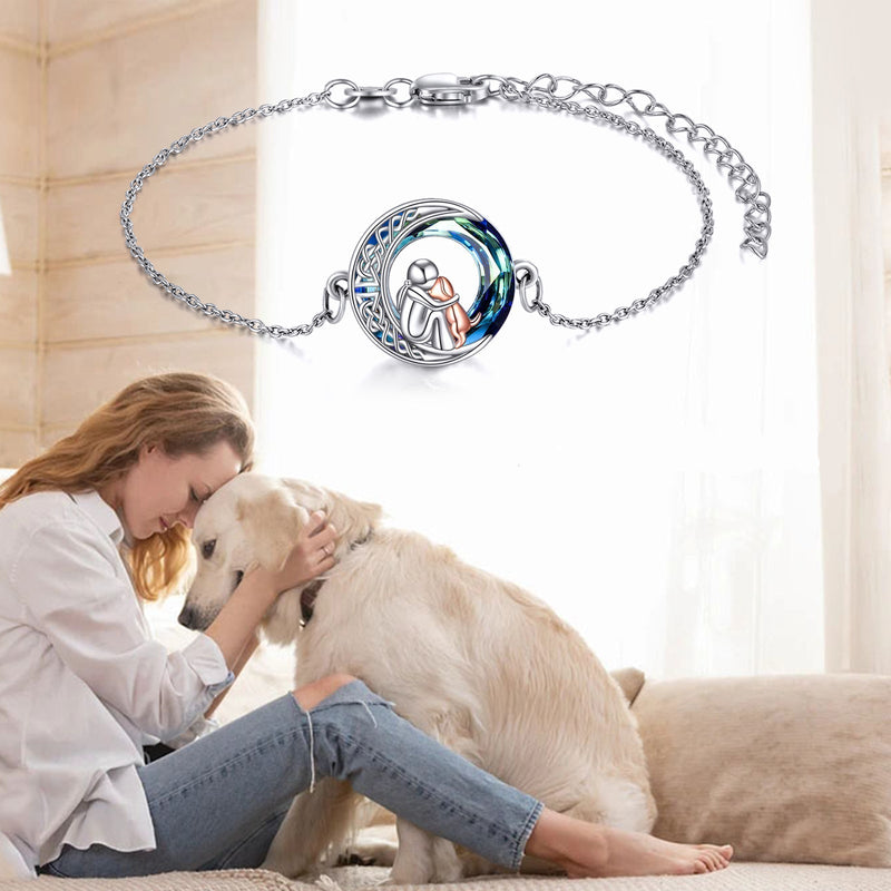 Adjustable Silver Dog Charm Bracelet for Pet Lovers