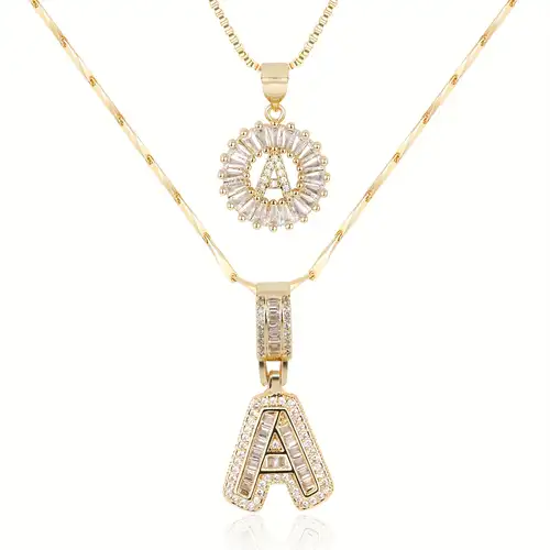 Initiale - Gold Moissanite Letter Necklace Set