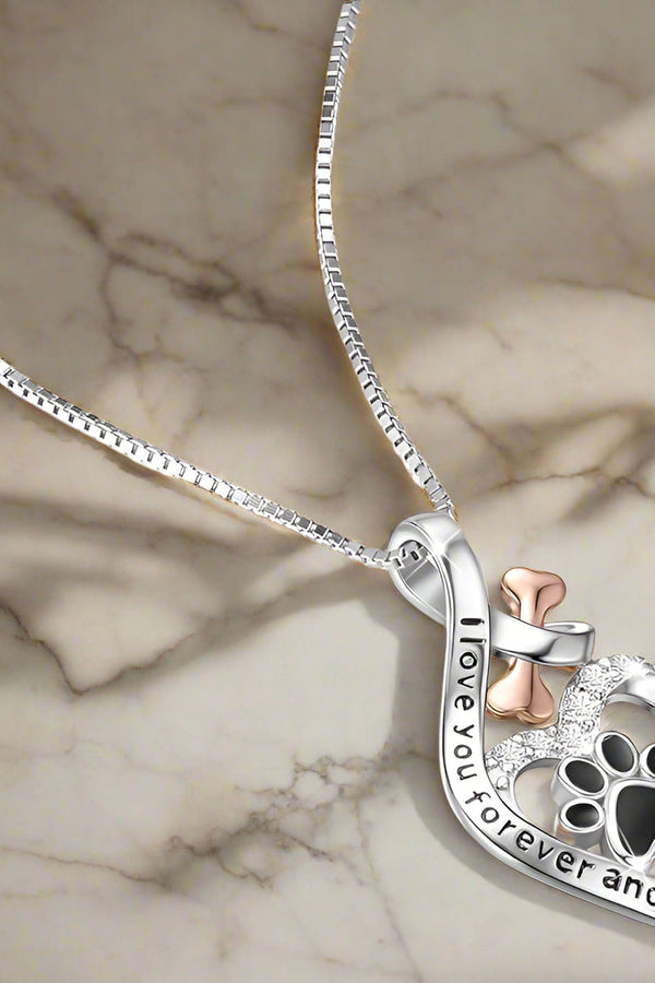 Lucky Paw Heart, Bone & Infinity Necklace – 'Always in My Heart' Pendant