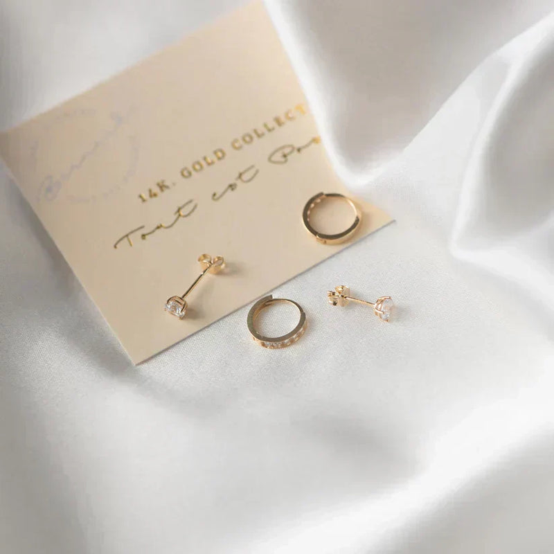 Larmes - 14K Gold Cross Earrings