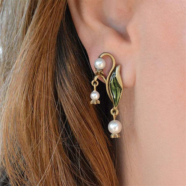 Bohemian Enamel and Pearl Earrings