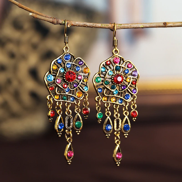 Retro Colorful Mandala Earrings
