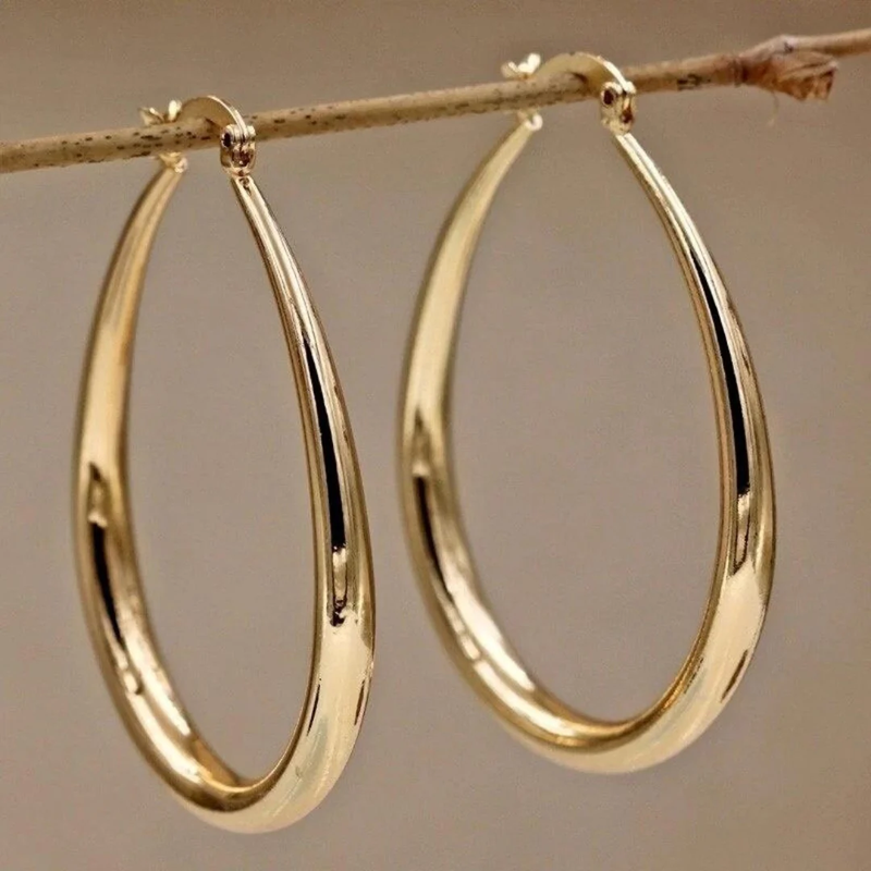 Retro Gold Hoop Earrings