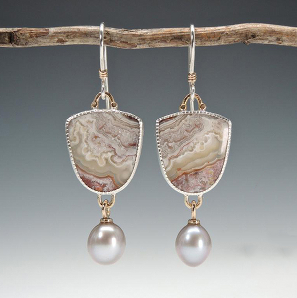 Classic Natural Stone and Pearl Earrings